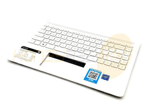 GENUINE HP 14-DQ0002DX PALMREST W/KEYBOARD WHITE NON-BACKLIT L61508-001 GRADE A - Honeybee-Technologies