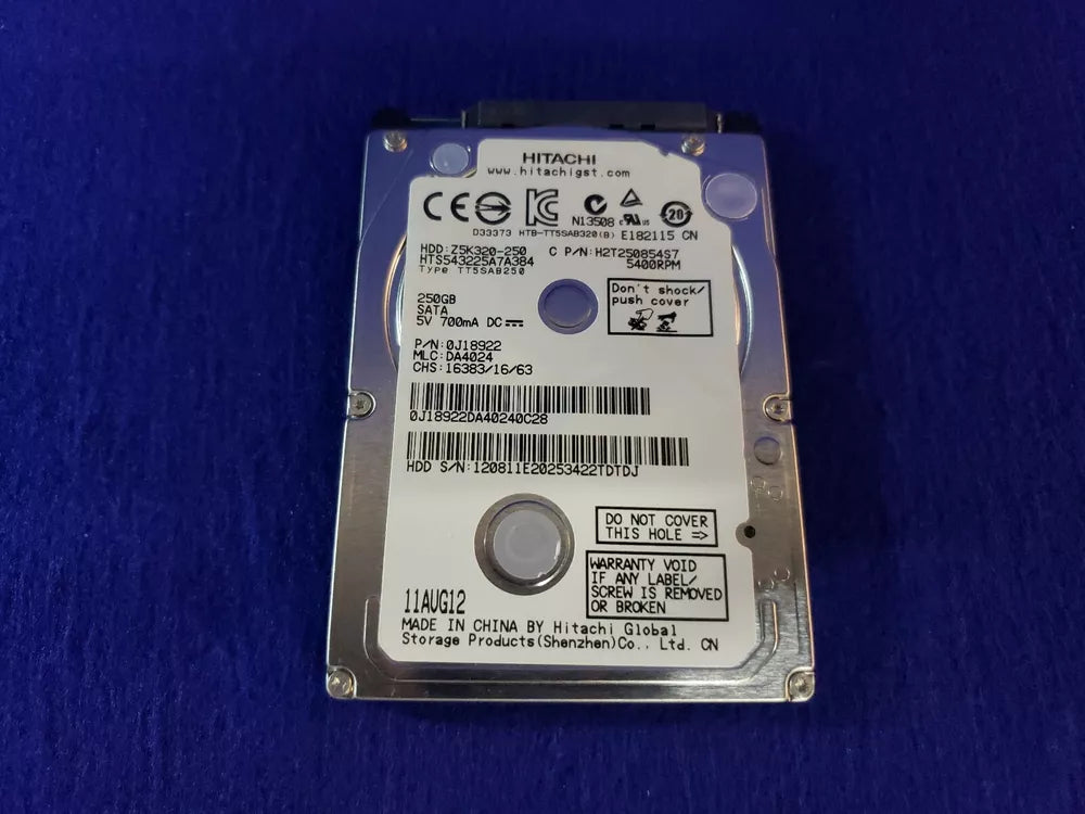 GENUINE HITACHI HTS543225A7A384 250GB 2.5" 7MM SATA 0J18922 TESTED - Honeybee-Technologies