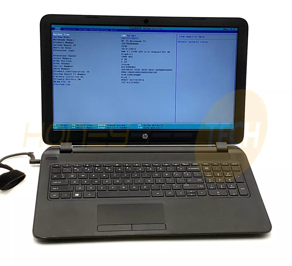 HP NOTEBOOK 15-F009WM 15.6" HD AMD E1-2100 4GB RAM | NO OS NO HDD LAPTOP TESTED - Honeybee-Technologies