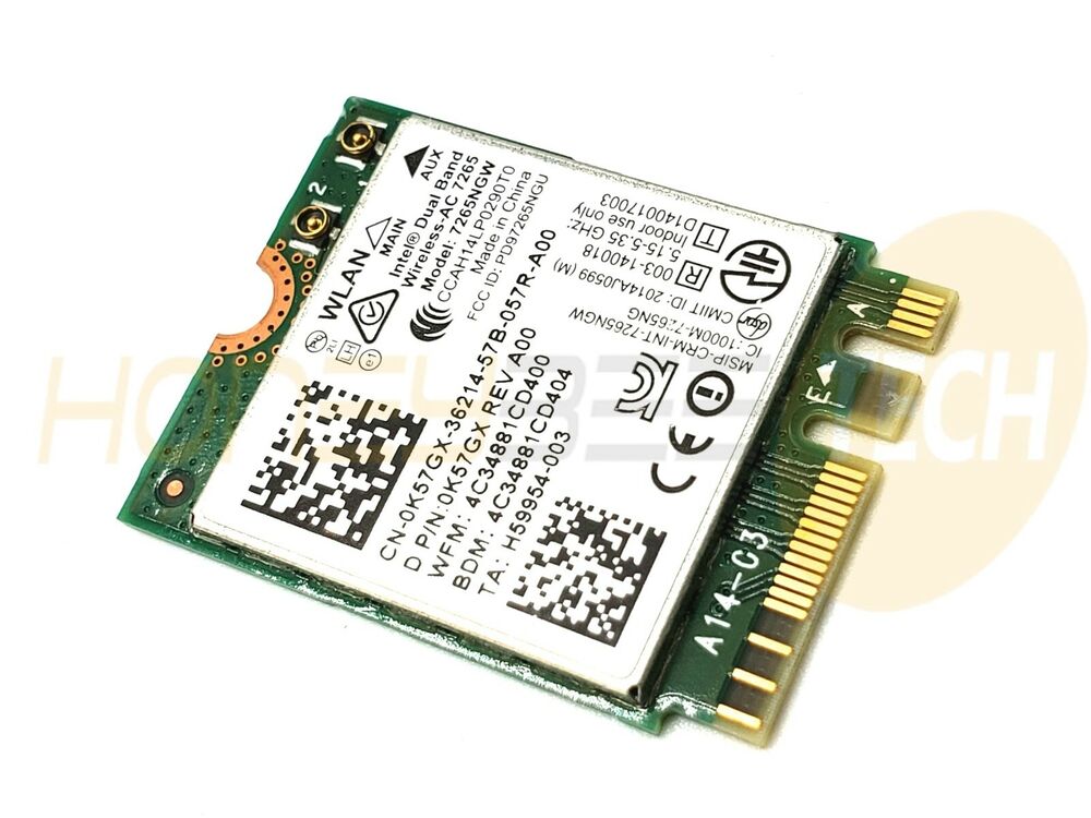 GENUINE DELL WIRELESS WIFI CARD BLUETOOTH 7265NGW DUAL BAND K57GX 0K57GX TESTED - Honeybee-Technologies