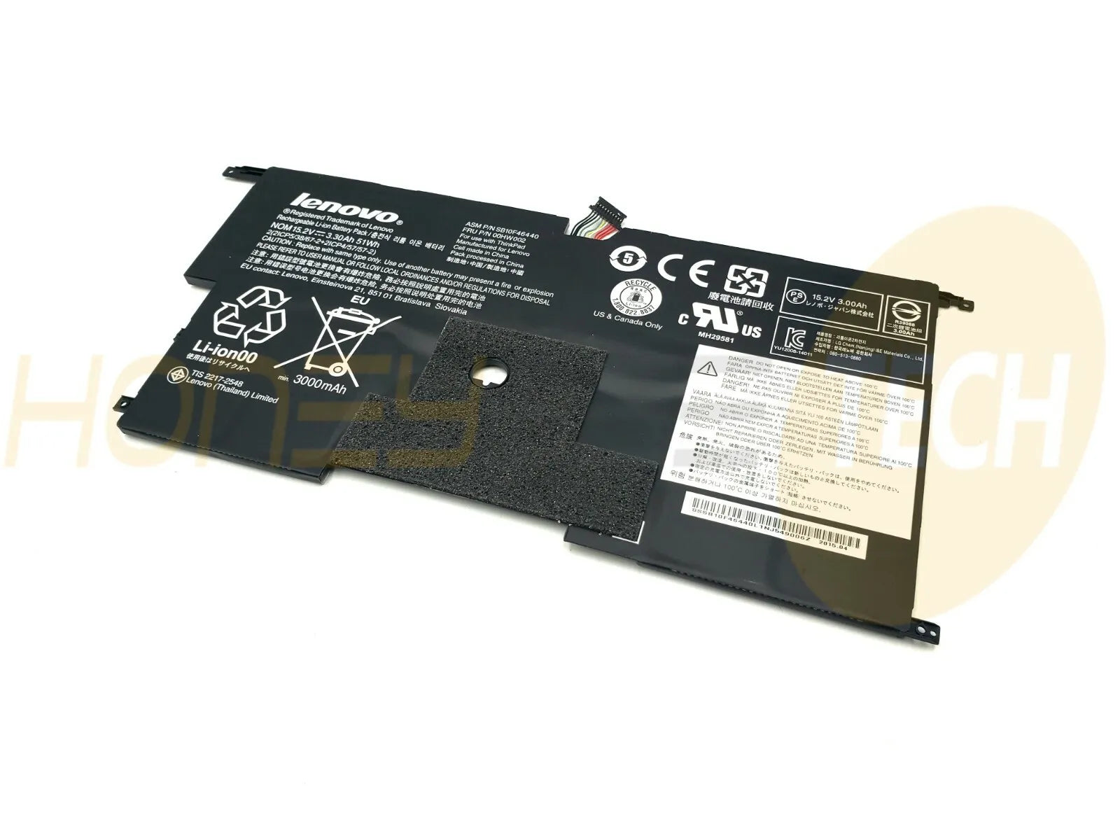 GENUINE LENOVO THINKPAD X1 CARBON 3RD GEN 8CELL 50WHR BATTERY 00HW002 TESTED - Honeybee-Technologies