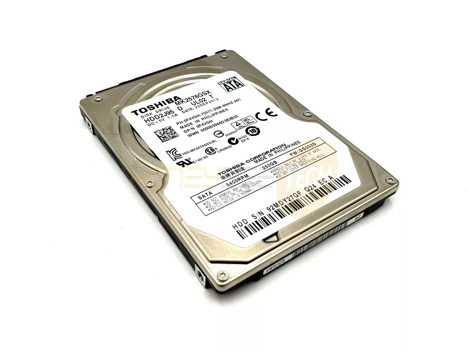 GENUINE DELL 250GB 5400RPM 2.5" 9.5MM SATA HARD DRIVE HDD2J95 F4VGH TESTED - Honeybee-Technologies